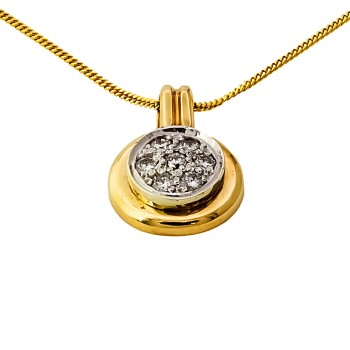 9ct Gold Diamond Cluster Pendant with Chain